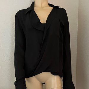 L'AGENCE Black Crossover Silk Hi Low Top Large